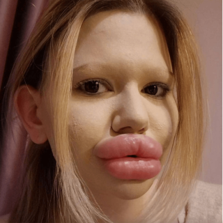 Levres injections trop grosses